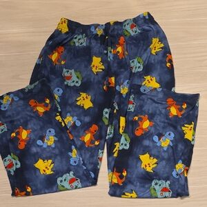 Pokemon Mens Pajamas - Blue with Multicolor Characters Large